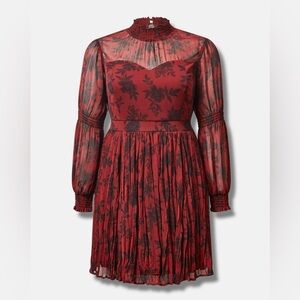Torrid 3X Mini Turtleneck Crinkle Chiffon Pleated Dress